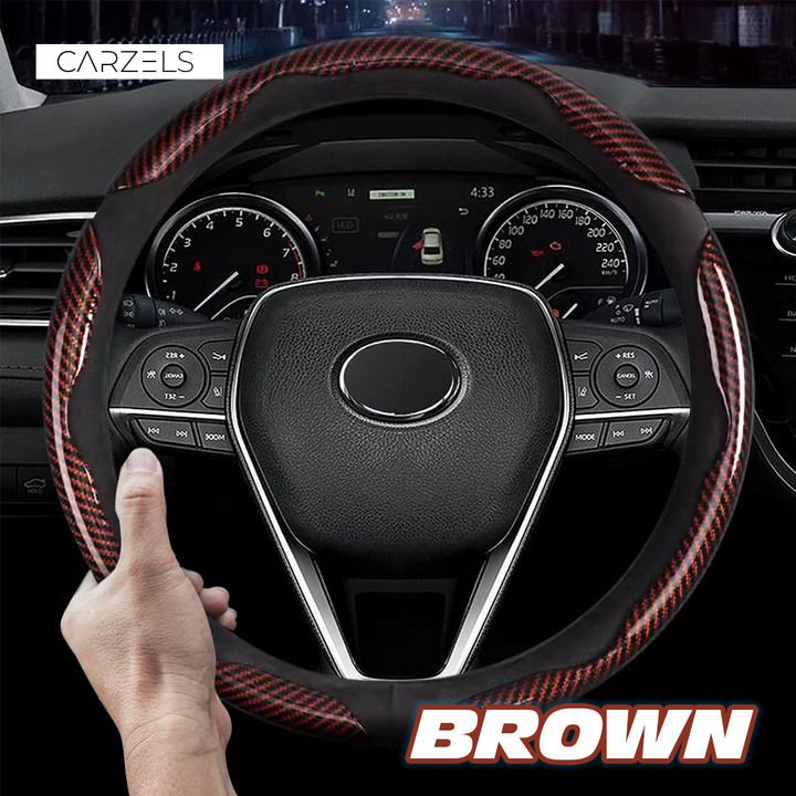 Samez Carbon Fiber Silicone Anti-Slip Car Steering Wheel Cover Universal Fit