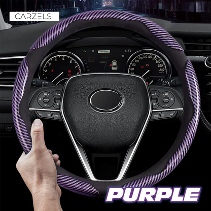 Samez Carbon Fiber Silicone Anti-Slip Car Steering Wheel Cover Universal Fit