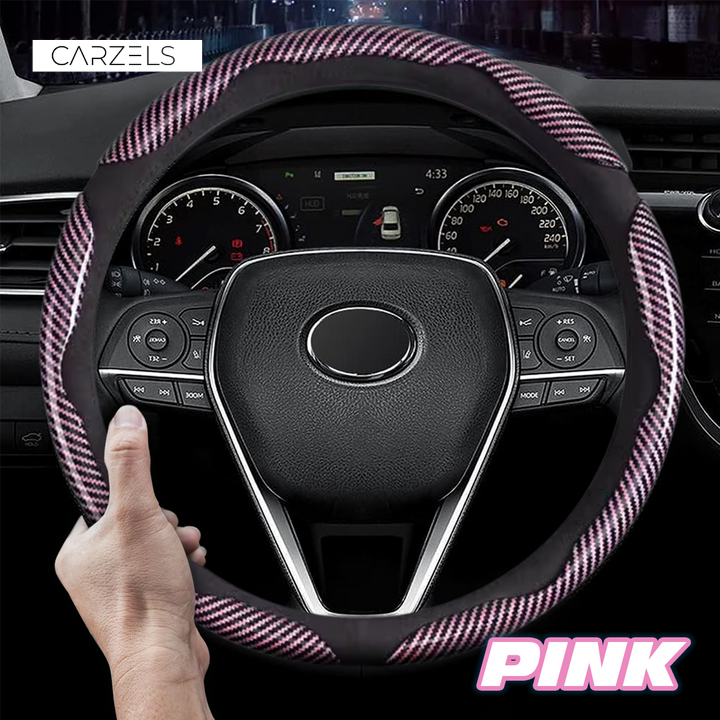 Samez Carbon Fiber Silicone Anti-Slip Car Steering Wheel Cover Universal Fit