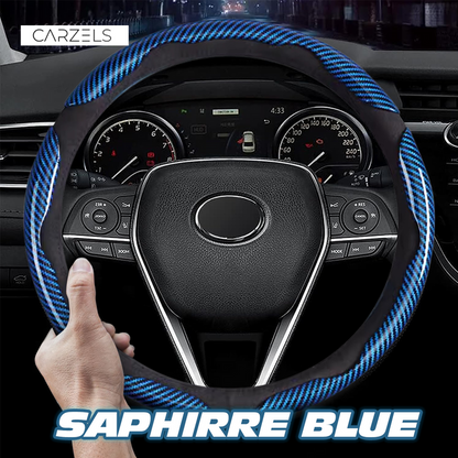 Samez Carbon Fiber Silicone Anti-Slip Car Steering Wheel Cover Universal Fit