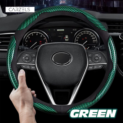 Samez Carbon Fiber Silicone Anti-Slip Car Steering Wheel Cover Universal Fit