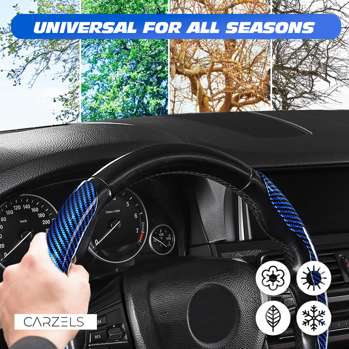 Samez Carbon Fiber Silicone Anti-Slip Car Steering Wheel Cover Universal Fit