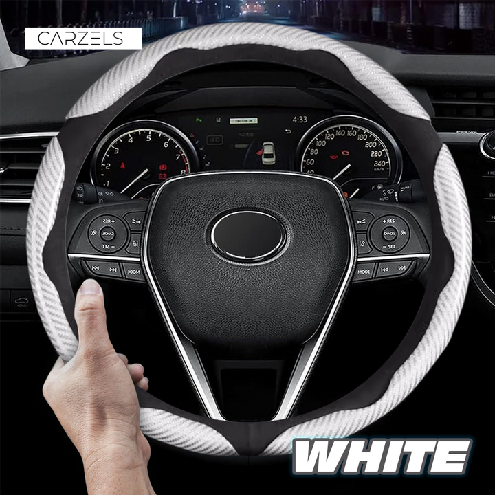 Samez Carbon Fiber Silicone Anti-Slip Car Steering Wheel Cover Universal Fit